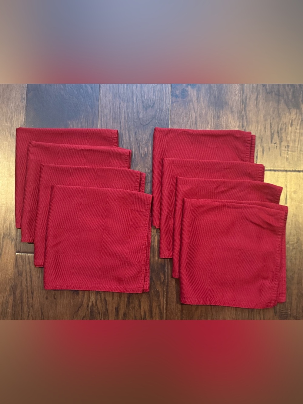 Set Of 8 Lauren Ralph Lauren Red Geometric Diamond Cloth Dinner Napkins chevron